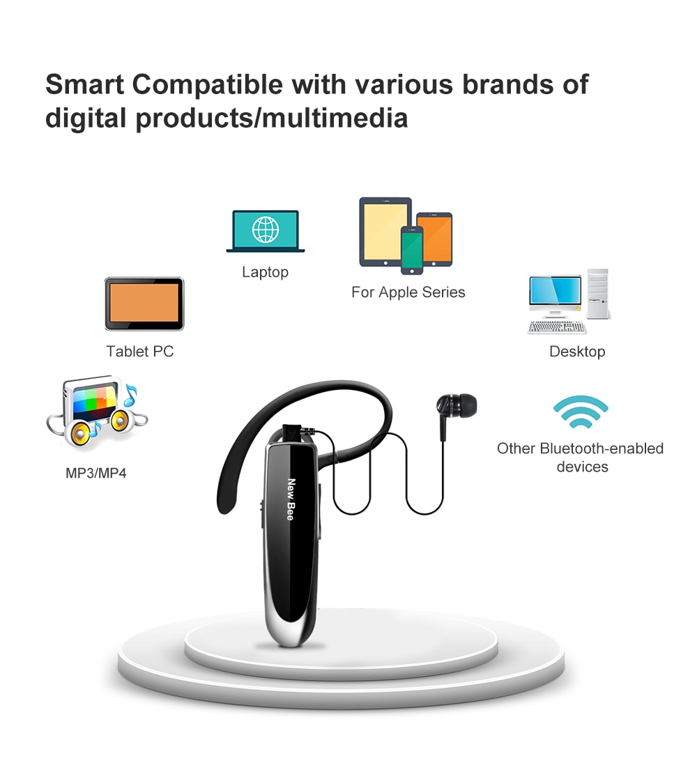 New Bee Bluetooth Earphone V5.0 Wireless Headphones Mini Handsfree Headset 24Hrs Talking with Microphone for iPhone xiaomi