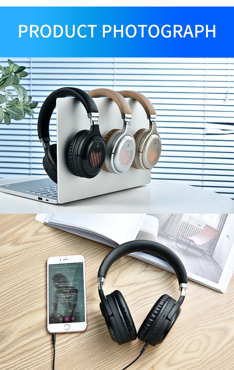 True Wireless Headphones 3D Stereo Bluetooth Headset Foldable Gaming Earphone With Mic FM TF Card Noise Reduction Headphones