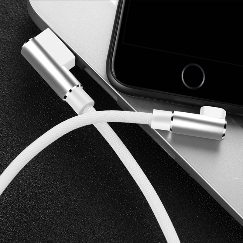 90 Degree USB Charger Data Cable For iPhone 6 S 6S 7 8 Plus 5 5S X XR XS Max On iPad Phone Cord Origin Long 1M 2M 3M Fast Charge